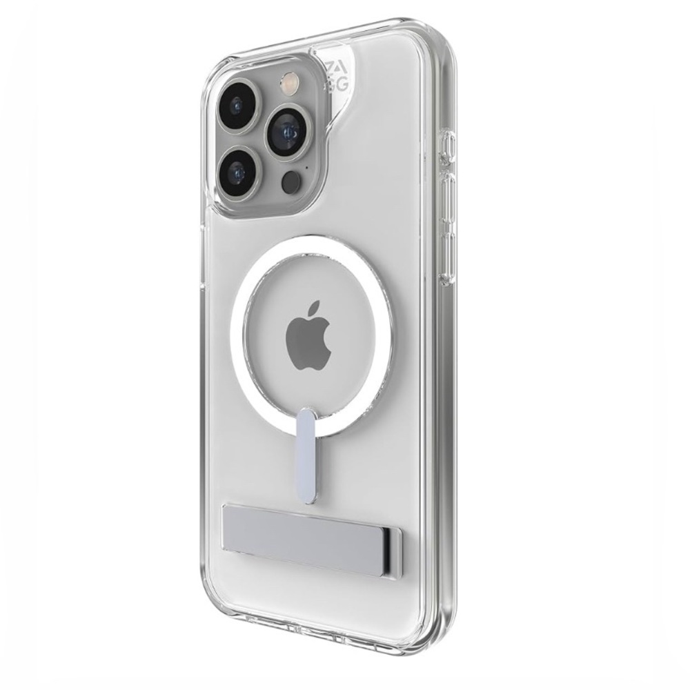 ZAGG-NEW-Crystal Palace Snap iPhone 15 Pro Clear Phone Case w/Built-in Kickstand
